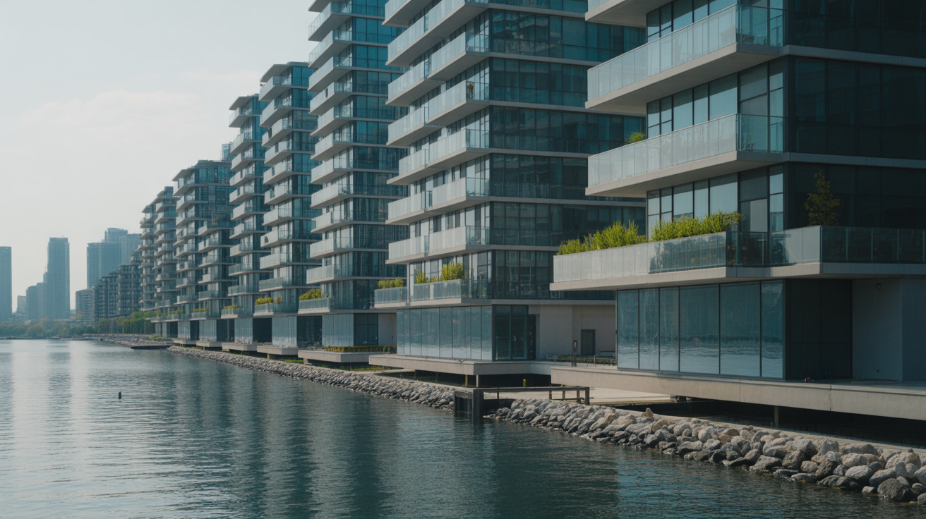Modern condo buildings lining Toronto's waterfront