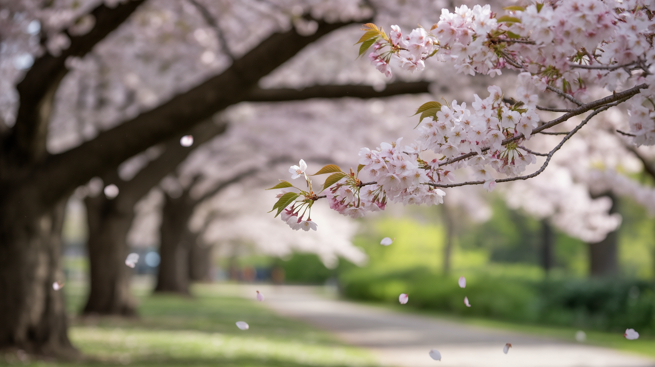 Cherry blossoms in full bloom at a Toronto park