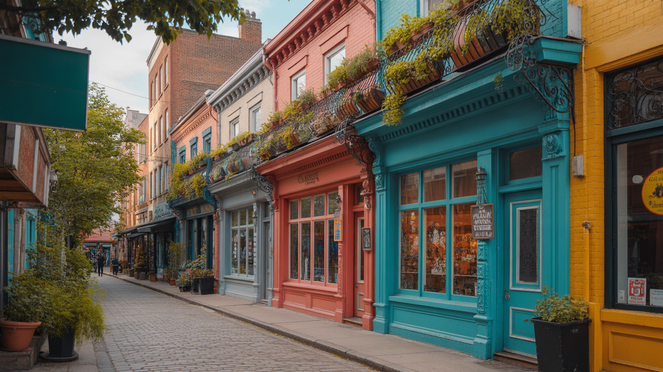 Colourful Kensington Market shops in Toronto