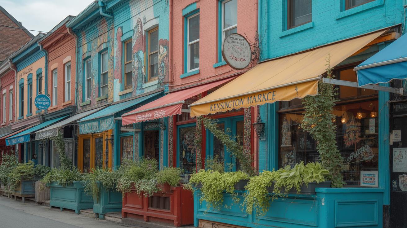 The colourful storefronts of Kensington Market in Toronto